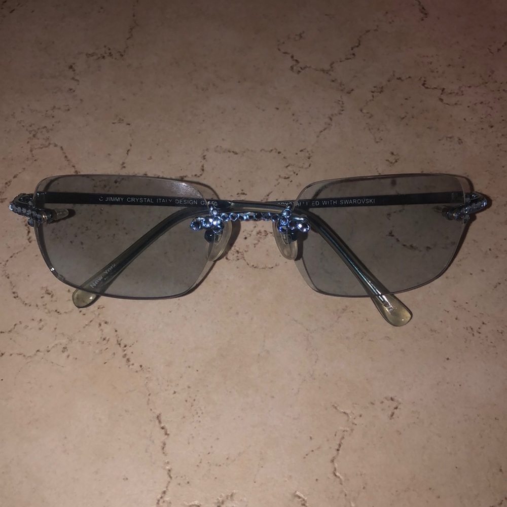 Vintage blue glasses with Swarovski crystals